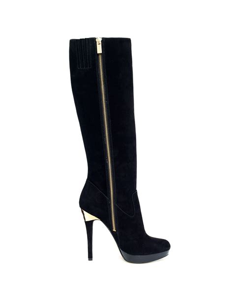 michael kors black knee boots|michael kors black suede boots.